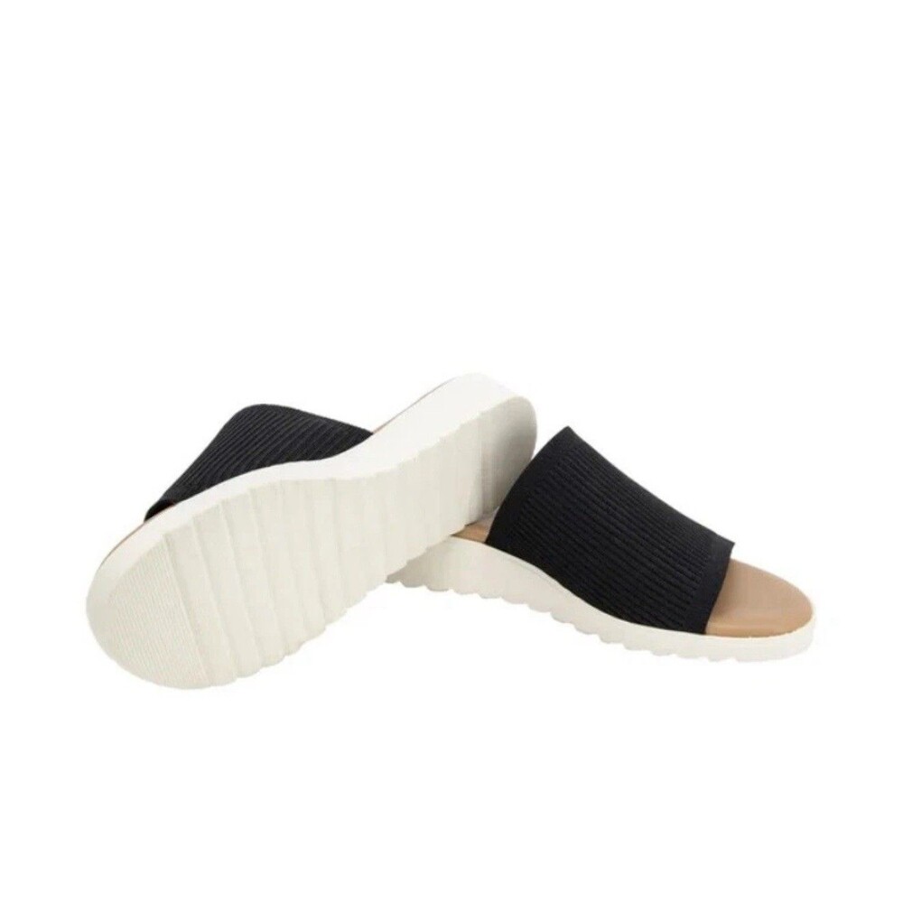Kensie Ellie KS251610 Women's Size 8 Knit Slip On Sandals Black New - Picture 4 of 5